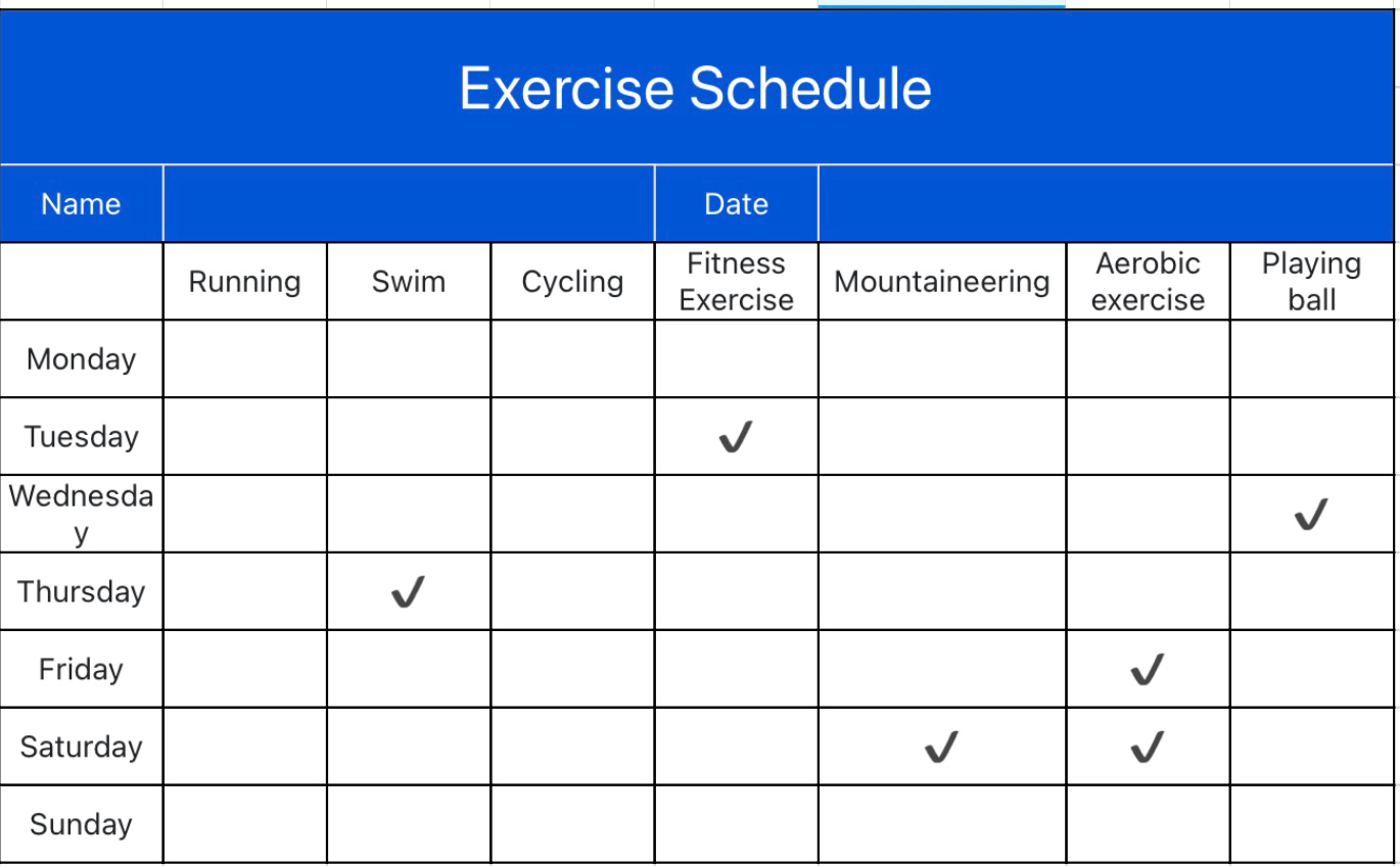 Exercise schedule 1
